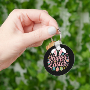 Happy Easter Sayings Egg Bunny Key Ring
