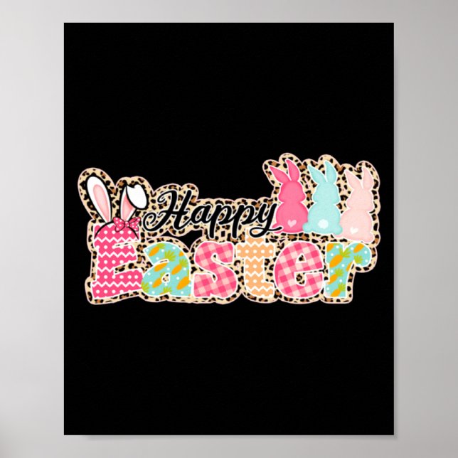 Happy Easter Sayings Egg Bunny  Poster (Front)