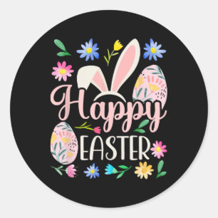 Happy Easter Sayings Egg Bunny Small Classic Round Sticker