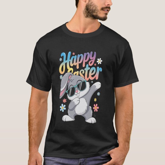 Happy Easter Sayings Egg Bunny T-Shirt (Front)