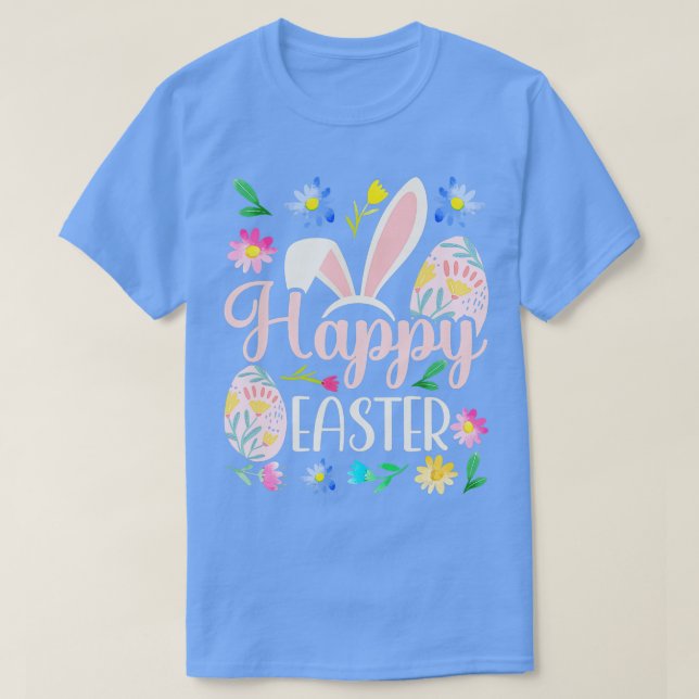 Happy Easter Sayings Egg Bunny  T-Shirt (Design Front)