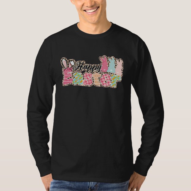 Happy Easter Sayings Egg Bunny T-Shirt (Front)