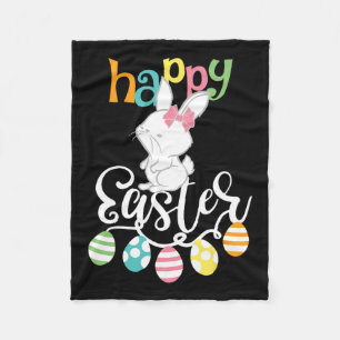 Happy Easter Sayings Egg Groovy Bunny Rabbit Kids Fleece Blanket