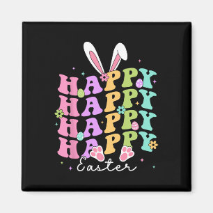 Happy Easter Sayings Egg Groovy Bunny Rabbit Kids Magnet
