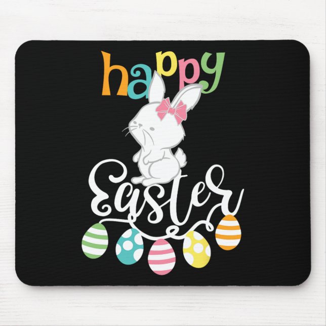 Happy Easter Sayings Egg Groovy Bunny Rabbit Kids  Mouse Pad (Front)
