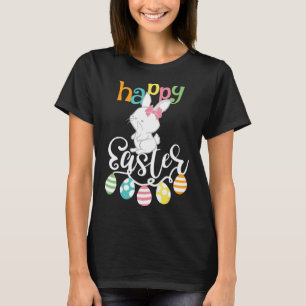 Happy Easter Sayings Egg Groovy Bunny Rabbit Kids  T-Shirt