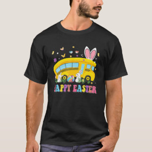 Happy Easter School Bus Cute Bunny Ears Easter Day T-Shirt