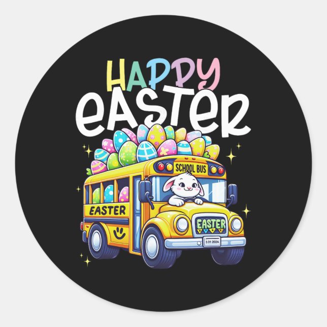 Happy Easter School Bus Driver Crew Eggs Easter Da Classic Round Sticker (Front)