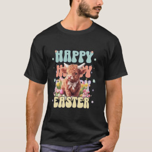 Happy Easter Scottish Highland Cow Cute Heifer Cow T-Shirt