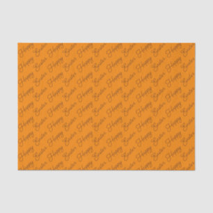 Happy Easter Script Brown on Orange Tissue Paper