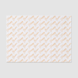 Happy Easter Script Orange on White Tissue Paper