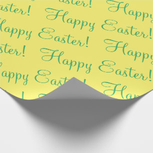 Happy Easter Script Yellow Spring Gift Wrapping Paper