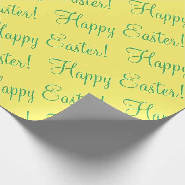 Happy Easter Script Yellow Spring Gift Wrapping Paper (Corner)