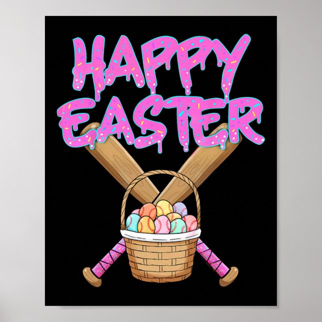 Happy Easter Sell T Ice Cream Drip With Egg Sket  Poster (Front)