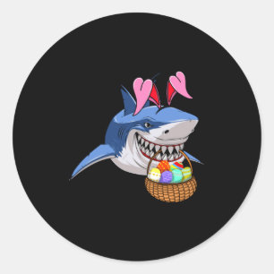 Happy Easter Shark Bunny With Easter Basket Boys G Classic Round Sticker
