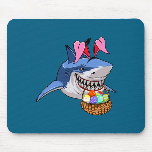 Happy Easter Shark Bunny With Easter Basket Boys G Mouse Pad (Front)