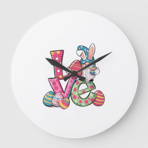 Happy Easter Shirt Gnome Easter Day Love Men Women Large Clock