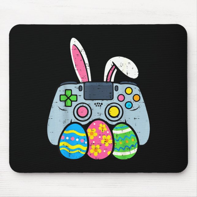 Happy Easter Shirts Gamer Bunny Eggs Video Game Mouse Pad (Front)