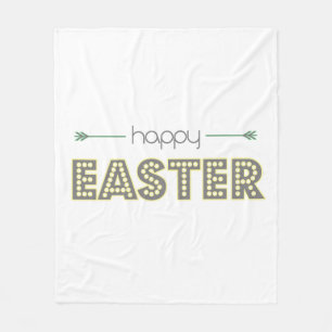 happy easter simple modern design mint yellow fleece blanket