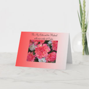 Happy Easter Sister And Husband Card - Carnations