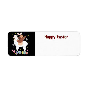 Happy Easter Sloth and llama address label