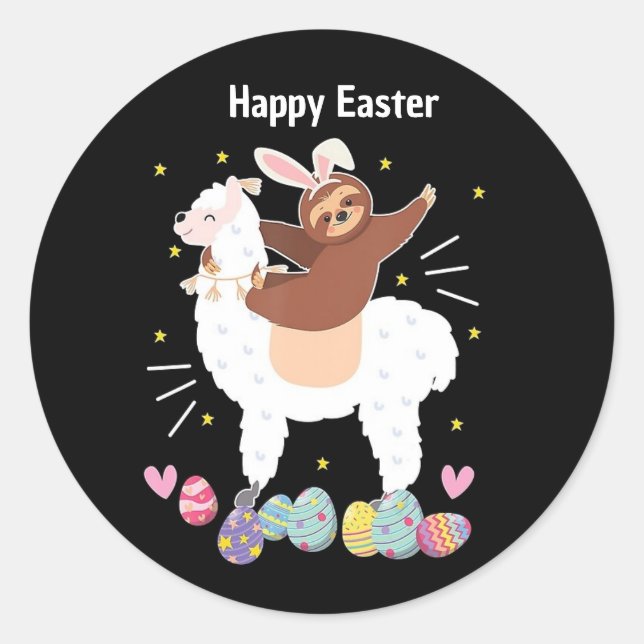 Happy Easter Sloth and llama sticker (Front)