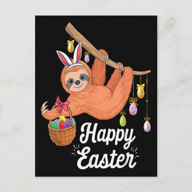  Happy Easter Sloth Flat postcard (Front)