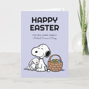 Happy Easter   Snoopy & The Easter Bunny Holiday Card