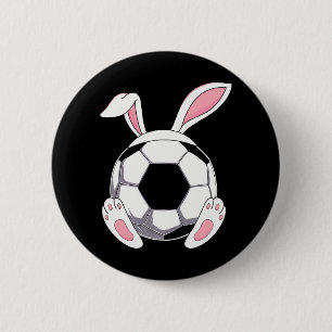 Happy Easter Soccer Bunny Ears Funny Egg Boys 6 Cm Round Badge