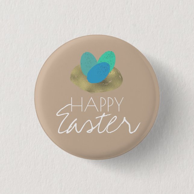 Happy Easter Speckled Egg Easter Nest Party 3 Cm Round Badge (Front)