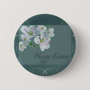Happy Easter Spring Beauty Wildflower 6 Cm Round Badge