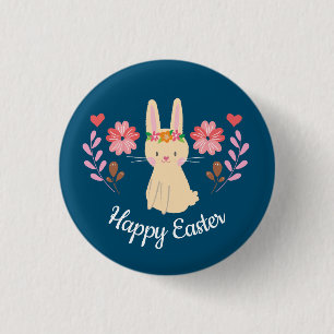Happy Easter Spring Bunny 3 Cm Round Badge