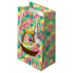 Happy Easter Spring Chequerboard Personalised Small Gift Bag