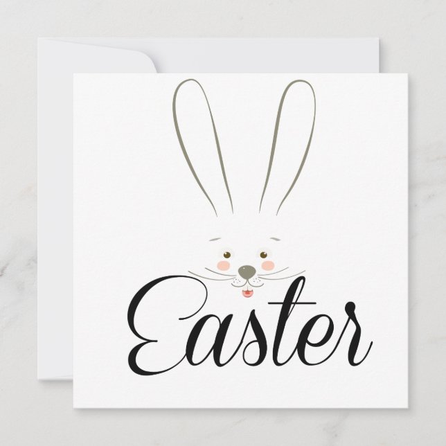 Happy Easter Spring Cute Bunny Easter Eggs Hunt Holiday Card (Front)