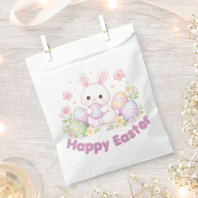 Happy Easter Spring Design - Cute Easter Bunny  Favour Bags (Clipped)