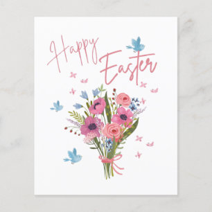 Happy Easter Spring Floral Bouquet & Blue Birds Flyer