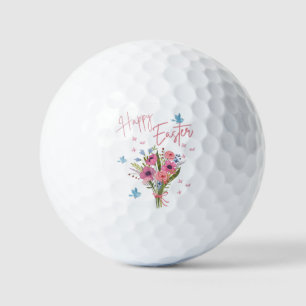 Happy Easter Spring Floral Bouquet & Blue Birds Golf Balls