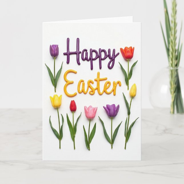 Happy Easter Spring Flower Card (Front)