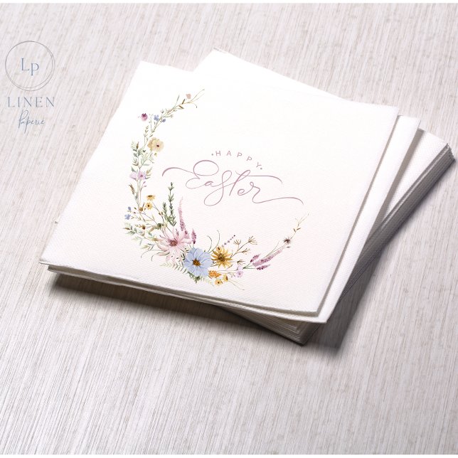 Happy Easter Spring Flower Wreath Napkin (Creator Uploaded)