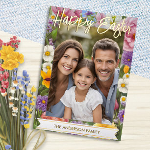 Happy Easter Spring Flowers Family Photo Floral