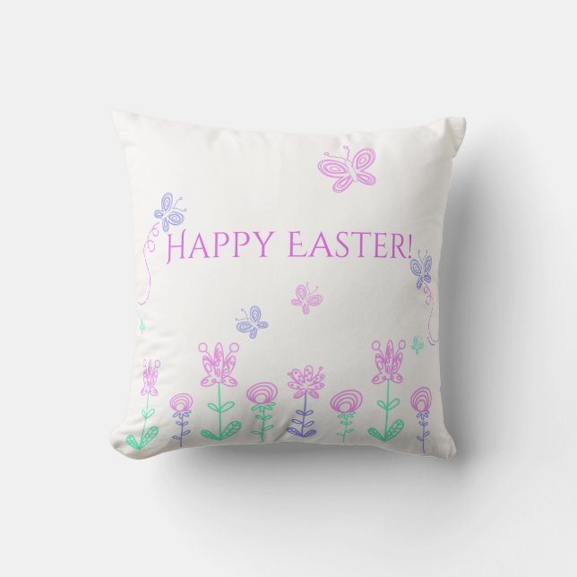 Happy Easter Spring Garden Pillow (Front)