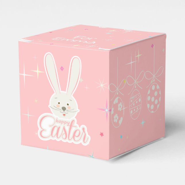 Happy Easter Spring Holiday cute bunny Eggs Hunt Favour Box (Front Side)