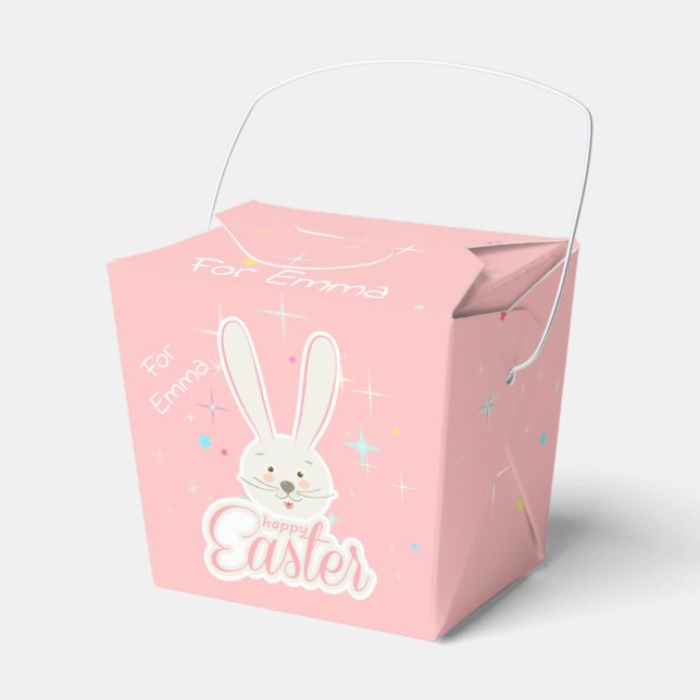 Happy Easter Spring Holiday cute bunny Eggs Hunt Favour Box (Front Side)