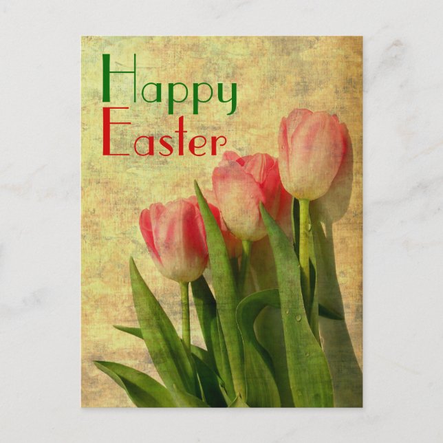 Happy Easter Spring Tulips Postcards (Front)