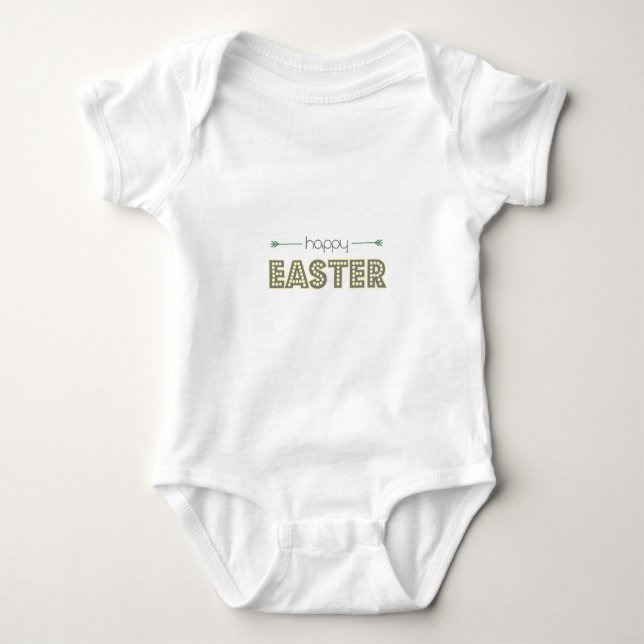 happy easter spring yellow mint green simple baby bodysuit (Front)