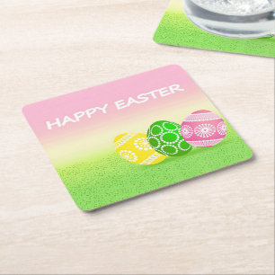 Happy Easter Square Paper Coaster