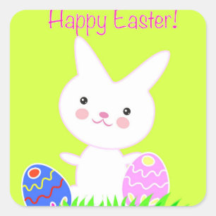 happy easter square sticker