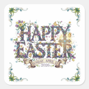 HAPPY EASTER SQUARE STICKER