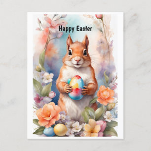 Happy Easter Squirrel Holiday Postcard