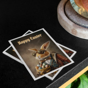 Happy easter, steampunk easter bunny   holiday card